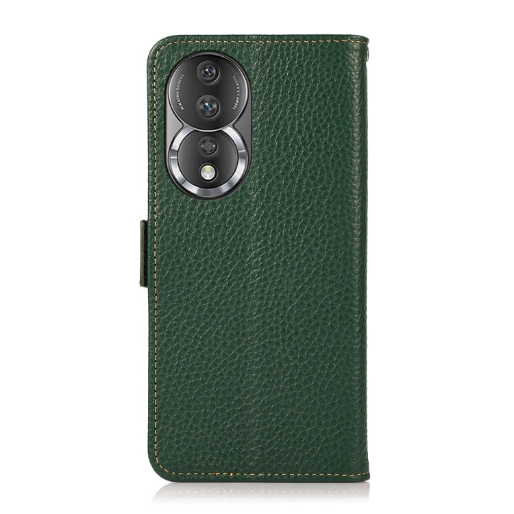 For Honor 80 KHAZNEH Side-Magnetic Litchi Genuine Leather RFID Phone Case(Green) - Honor Cases by buy2fix | Online Shopping UK | buy2fix