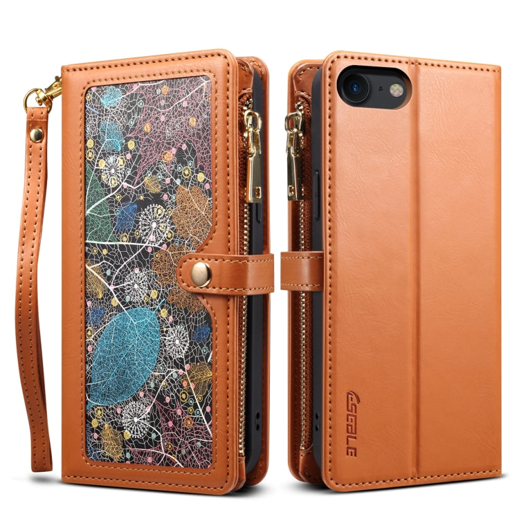 For iPhone SE 2022 / SE 2020 / 8 / 7 ESEBLE Star Series Lanyard Zipper Wallet RFID Leather Case(Brown) - iPhone SE 2022 / 2020 / 8 / 7 Cases by ESEBLE | Online Shopping UK | buy2fix