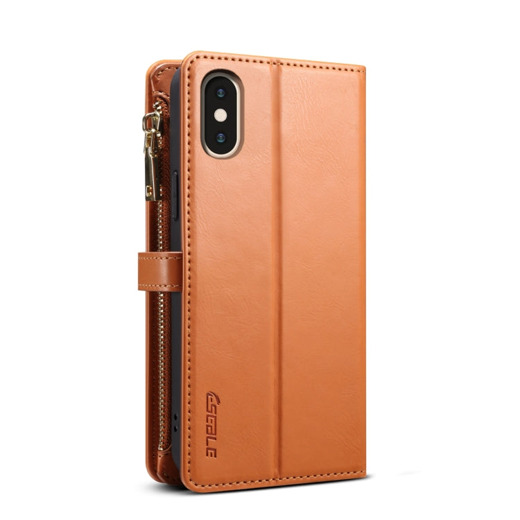 For iPhone XS Max ESEBLE Star Series Lanyard Zipper Wallet RFID Leather Case(Brown) - More iPhone Cases by ESEBLE | Online Shopping UK | buy2fix