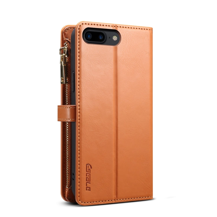 For iPhone 8 Plus / 7 Plus ESEBLE Star Series Lanyard Zipper Wallet RFID Leather Case(Brown) - More iPhone Cases by ESEBLE | Online Shopping UK | buy2fix