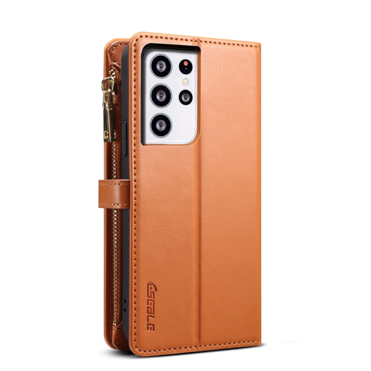 For Samsung Galaxy S21 Ultra 5G ESEBLE Star Series Lanyard Zipper Wallet RFID Leather Case(Brown) - Galaxy S21 Ultra 5G Cases by ESEBLE | Online Shopping UK | buy2fix