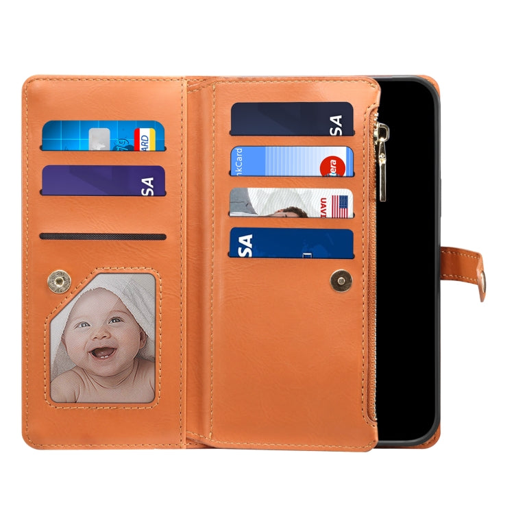 For Samsung Galaxy S22 5G ESEBLE Star Series Lanyard Zipper Wallet RFID Leather Case(Brown) - Galaxy S22 5G Cases by ESEBLE | Online Shopping UK | buy2fix