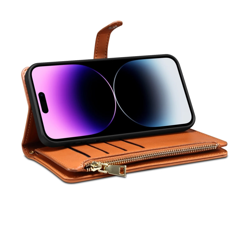 For Samsung Galaxy S22 5G ESEBLE Star Series Lanyard Zipper Wallet RFID Leather Case(Brown) - Galaxy S22 5G Cases by ESEBLE | Online Shopping UK | buy2fix