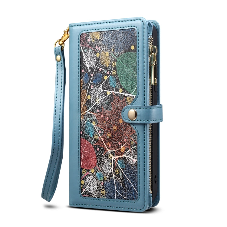 For Samsung Galaxy S22 5G ESEBLE Star Series Lanyard Zipper Wallet RFID Leather Case(Blue) - Galaxy S22 5G Cases by ESEBLE | Online Shopping UK | buy2fix