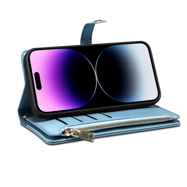 For Samsung Galaxy S22 5G ESEBLE Star Series Lanyard Zipper Wallet RFID Leather Case(Blue) - Galaxy S22 5G Cases by ESEBLE | Online Shopping UK | buy2fix
