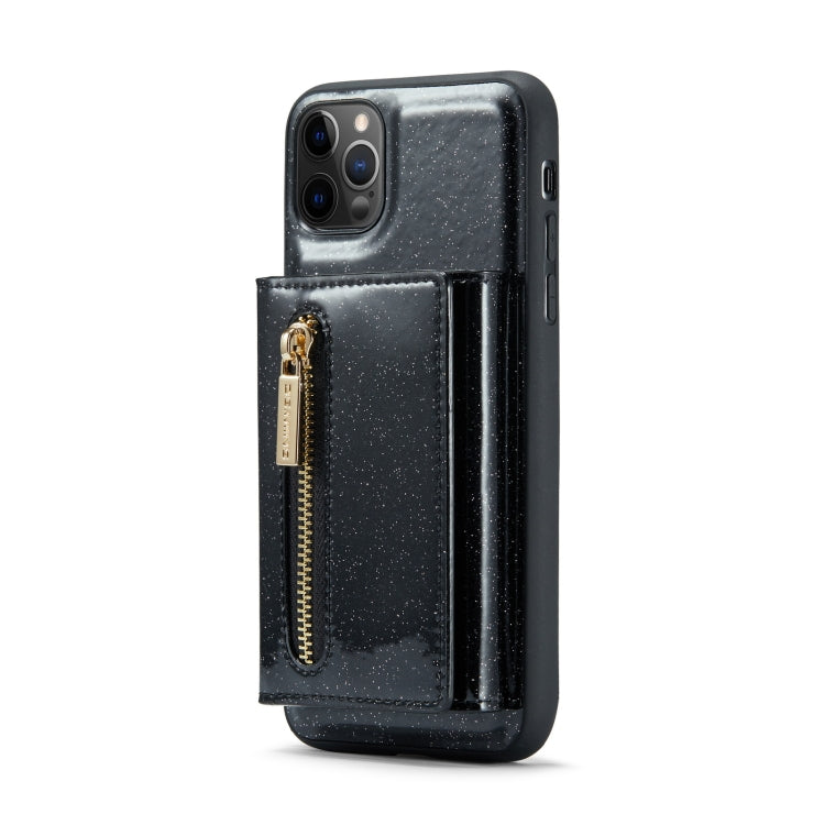 For iPhone 11 Pro DG.MING M3 Series Glitter Powder Card Bag Leather Case(Black) - iPhone 11 Pro Cases by DG.MING | Online Shopping UK | buy2fix