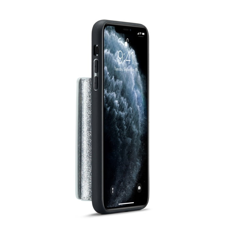 For iPhone 11 Pro DG.MING M3 Series Glitter Powder Card Bag Leather Case(Silver) - iPhone 11 Pro Cases by DG.MING | Online Shopping UK | buy2fix