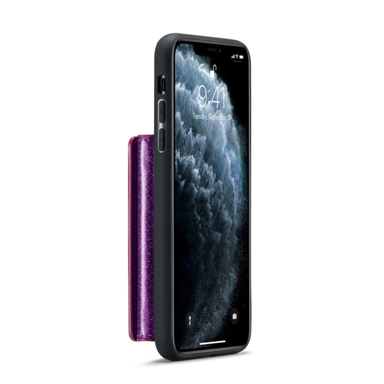 For iPhone 11 Pro DG.MING M3 Series Glitter Powder Card Bag Leather Case(Dark Purple) - iPhone 11 Pro Cases by DG.MING | Online Shopping UK | buy2fix