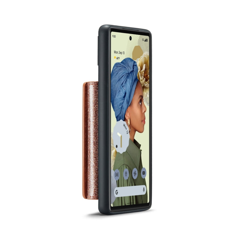 For Google Pixel 6 DG.MING M3 Series Glitter Powder Card Bag Leather Case(Rose Gold) - Google Cases by DG.MING | Online Shopping UK | buy2fix