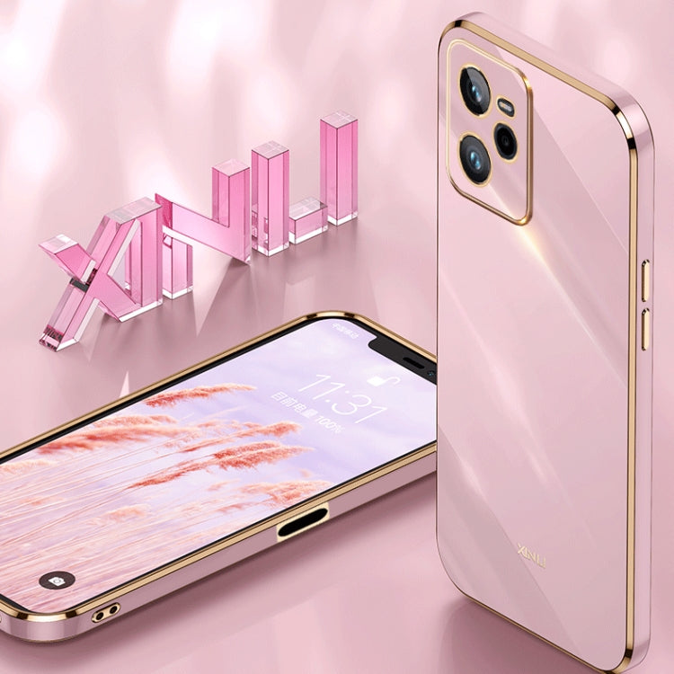 For Realme C35 XINLI Straight Edge 6D Electroplate TPU Phone Case(Black) - Realme Cases by buy2fix | Online Shopping UK | buy2fix