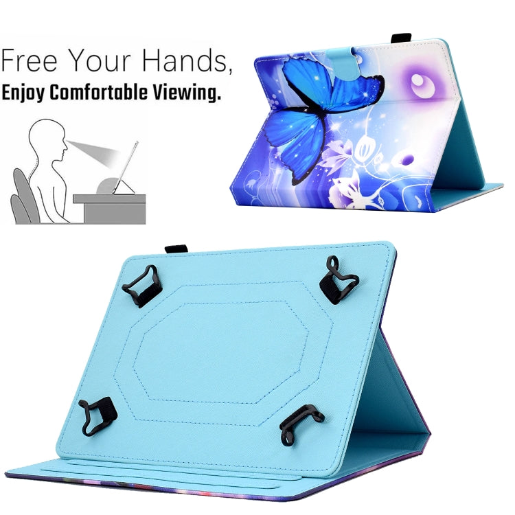 For 8 inch Tablet Electric Pressed TPU Leather Tablet Case(Blue Butterfly) - 8 inch by buy2fix | Online Shopping UK | buy2fix