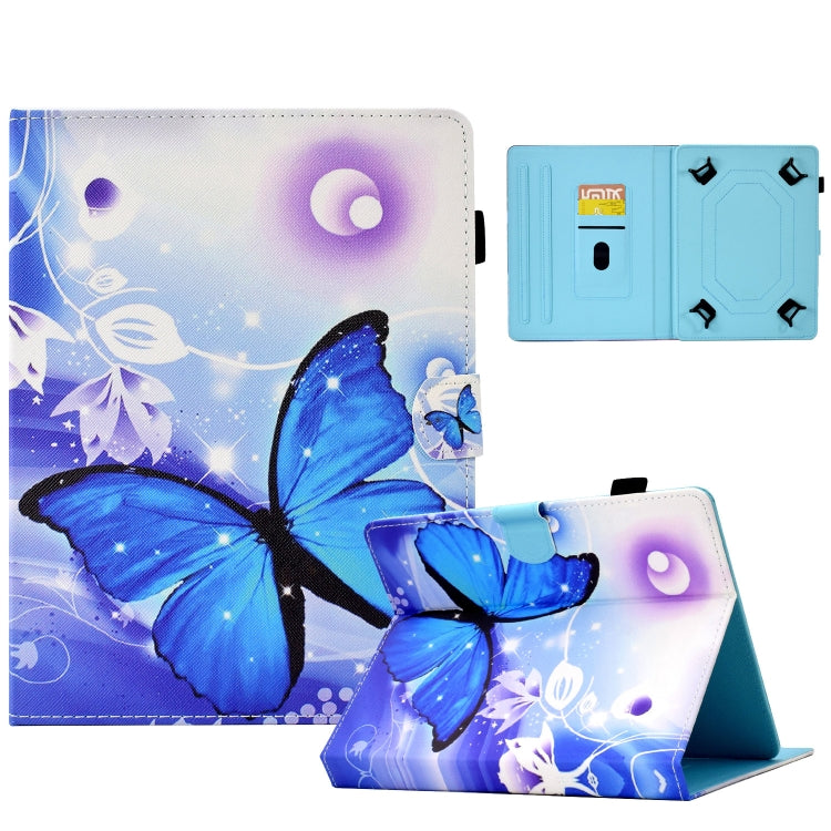 For 10 inch Tablet Electric Pressed TPU Leather Tablet Case(Blue Butterfly) - 10 - 11 inch by buy2fix | Online Shopping UK | buy2fix