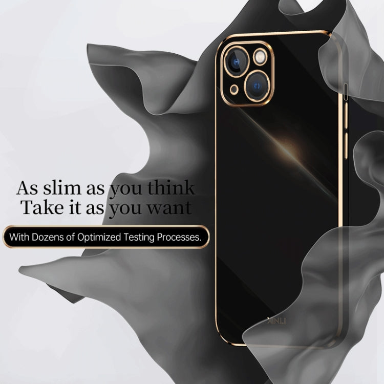 For iPhone 14 XINLI Straight Edge 6D Electroplate TPU Phone Case(Black) - iPhone 14 Cases by XINLI | Online Shopping UK | buy2fix