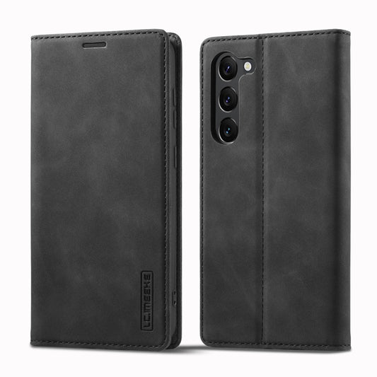 For Samsung Galaxy S23+ 5G LC.IMEEKE Strong Magnetism Ultra-thin Matte Leather Phone Case(Black) by LC.IMEEKE