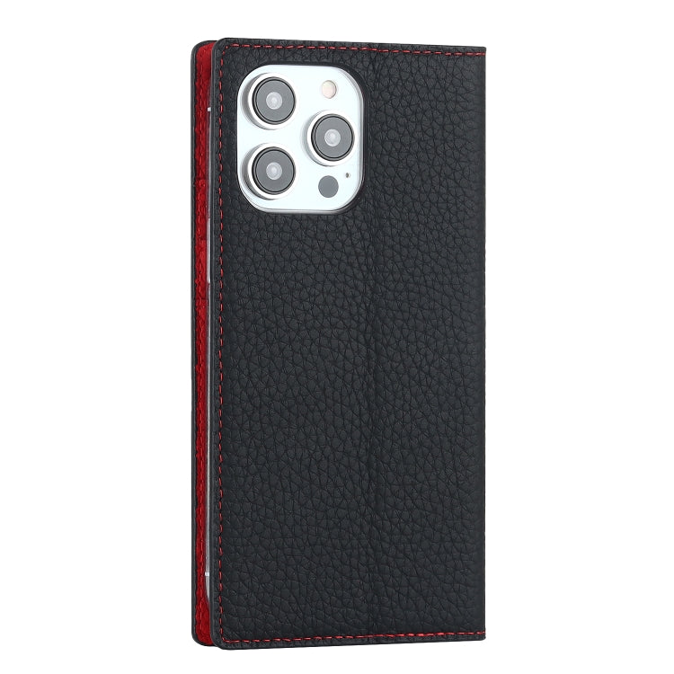 For iPhone 14 Pro Max Litchi Texture Genuine Leather Phone Case(Black) - iPhone 14 Pro Max Cases by buy2fix | Online Shopping UK | buy2fix