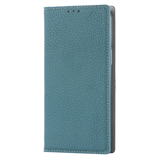 For iPhone 14 Pro Max Litchi Texture Genuine Leather Phone Case(Sky Blue) - iPhone 14 Pro Max Cases by buy2fix | Online Shopping UK | buy2fix