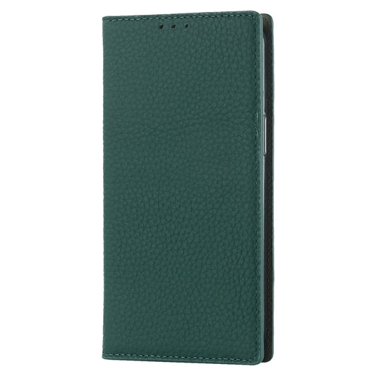 For iPhone 14 Litchi Texture Genuine Leather Phone Case(Dark Green) - iPhone 14 Cases by buy2fix | Online Shopping UK | buy2fix