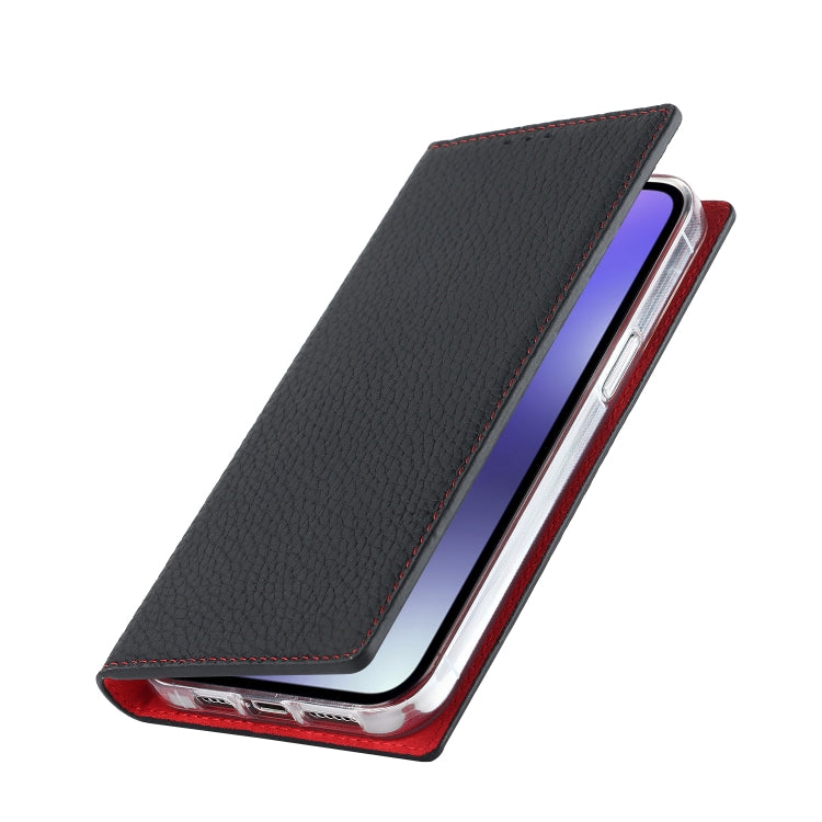 For iPhone 14 Plus Litchi Texture Genuine Leather Phone Case(Black) - iPhone 14 Plus Cases by buy2fix | Online Shopping UK | buy2fix