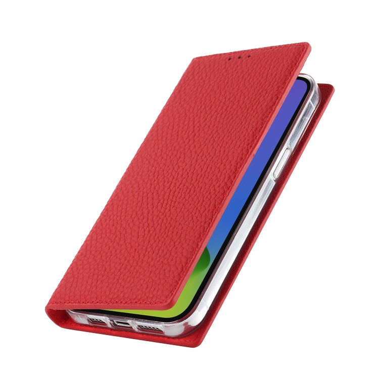 For iPhone 14 Plus Litchi Texture Genuine Leather Phone Case(Red) - iPhone 14 Plus Cases by buy2fix | Online Shopping UK | buy2fix