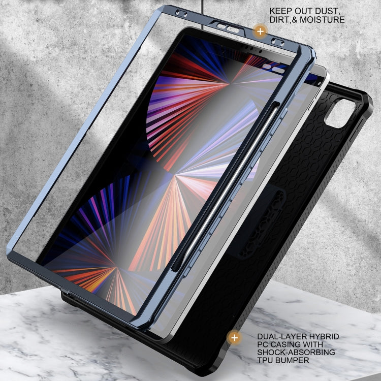 For iPad Pro 12.9 2021/2020/2018 Explorer PC + TPU Tablet Protective Case with Pen Slot(Blue) - iPad Pro 12.9 (2022/2021) Cases by buy2fix | Online Shopping UK | buy2fix