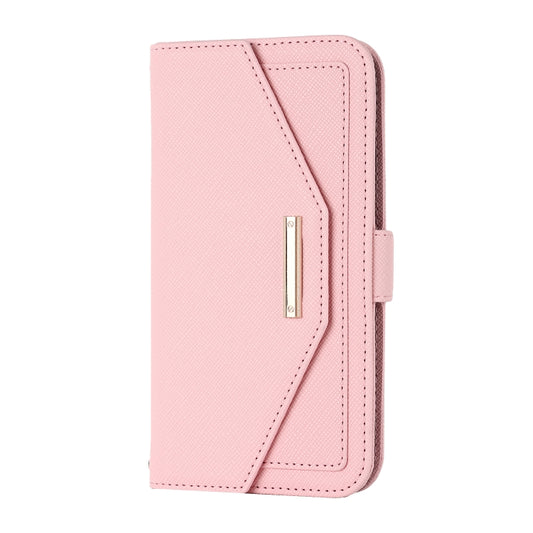 For iPhone 11 Pro Cross Texture Lanyard Leather Phone Case(Pink) - iPhone 11 Pro Cases by buy2fix | Online Shopping UK | buy2fix
