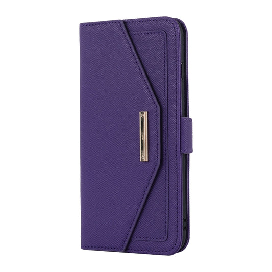 For iPhone 8 Plus / 7 Plus Cross Texture Lanyard Leather Phone Case(Purple) - More iPhone Cases by buy2fix | Online Shopping UK | buy2fix