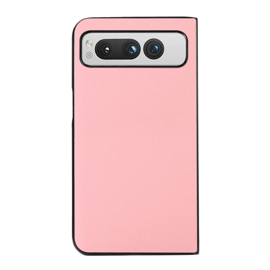 For Google Pixel Fold Two-color Litchi Texture PU Phone Case(Pink) by buy2fix