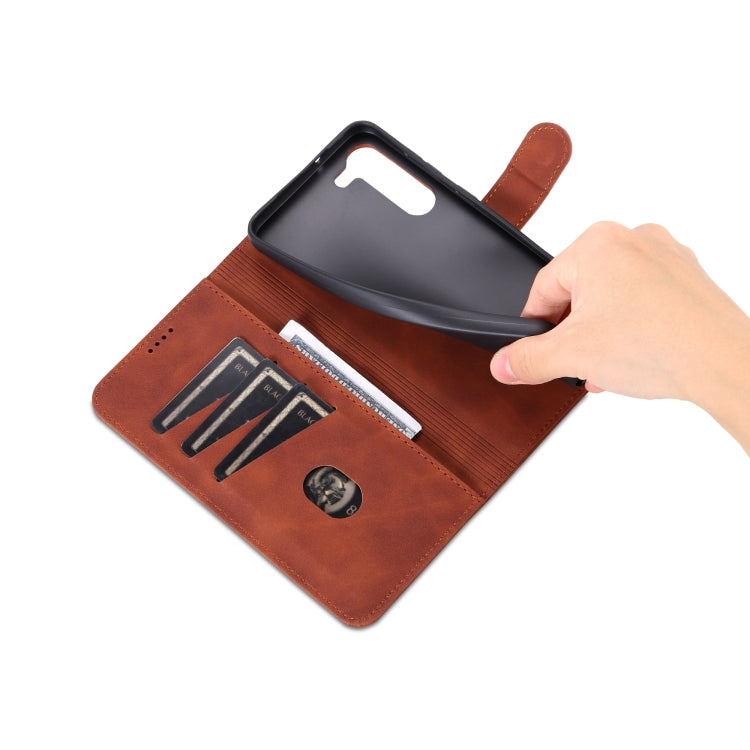 For Samsung Galaxy S23+ 5G AZNS Skin Feel Calf Texture Flip Leather Phone Case(Brown) by AZNS