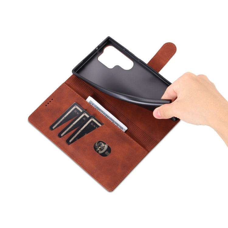 For Samsung Galaxy S23 Ultra 5G AZNS Skin Feel Calf Texture Flip Leather Phone Case(Brown) by AZNS