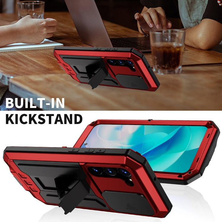 For Samsung Galaxy S23 5G R-JUST Sliding Camera Design Life Waterproof Dustproof Shockproof Phone Case(Red) by R-JUST