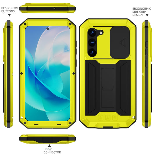 For Samsung Galaxy S23 5G R-JUST Sliding Camera Design Life Waterproof Dustproof Shockproof Phone Case(Yellow) by R-JUST