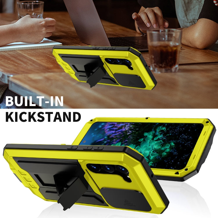 For Samsung Galaxy S23+ 5G R-JUST Sliding Camera Design Life Waterproof Dustproof Shockproof Phone Case(Yellow) by R-JUST