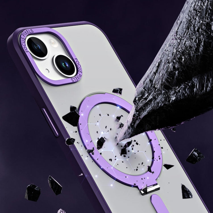 For iPhone 14 Skin Feel MagSafe Shockproof Protective Phone Case with Holder(White) by buy2fix