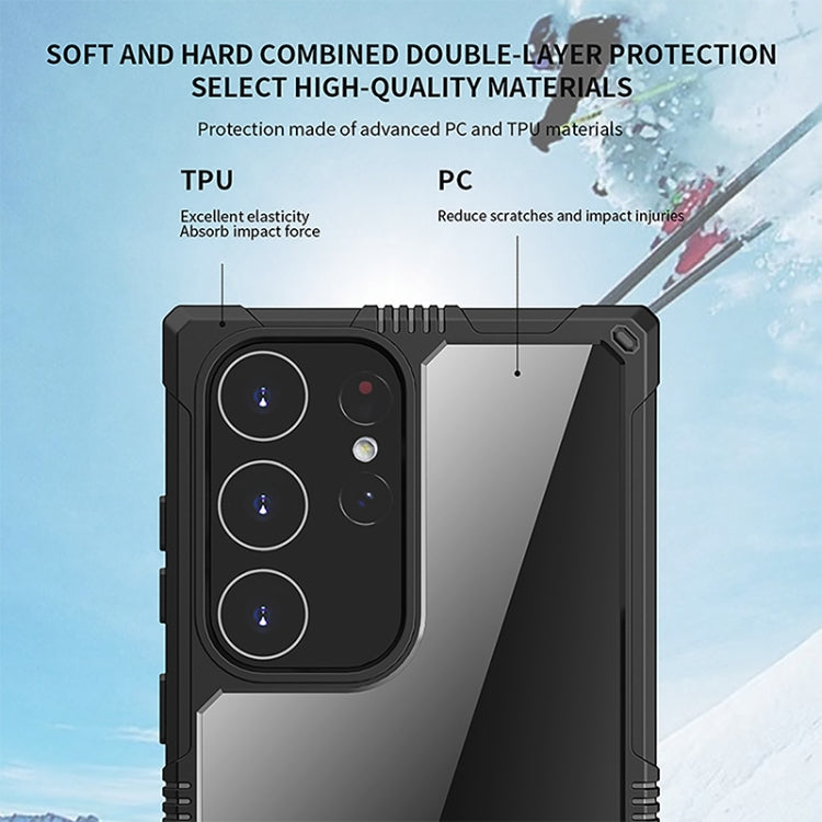 For Samsung Galaxy S23 Ultra 5G iPAKY Transparent PC + TPU Shockproof Phone Case(Black) by iPAKY