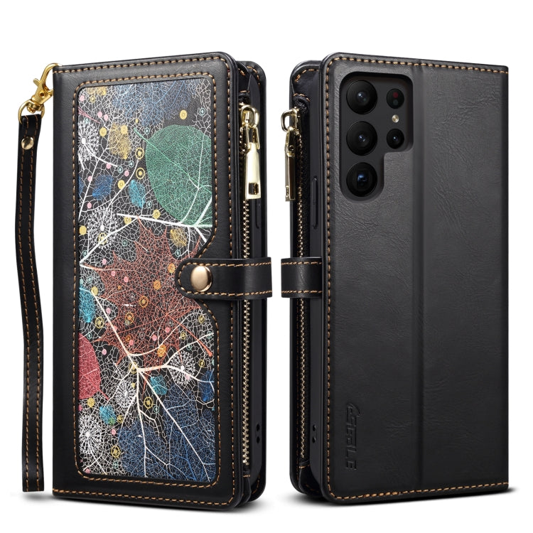 For Samsung Galaxy S23 Ultra 5G ESEBLE Star Series Lanyard Zipper Wallet RFID Leather Case(Black) - Galaxy S23 Ultra 5G Cases by ESEBLE | Online Shopping UK | buy2fix