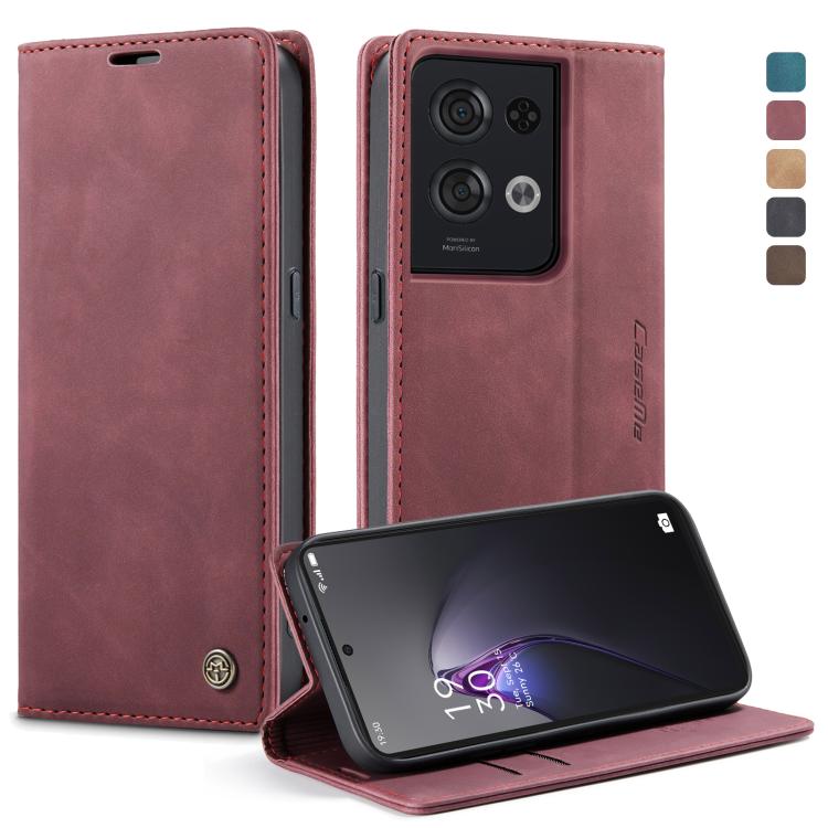 For OPPO Reno8 Pro 5G Global CaseMe 013 Multifunctional Horizontal Flip Leather Phone Case(Wine Red) - OPPO Cases by CaseMe | Online Shopping UK | buy2fix