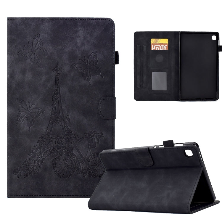 For Samsung Galaxy Tab S6 Lite P610 Tower Embossed Leather Smart Tablet Case(Black) - Tab S6 Lite P610 / P615 by buy2fix | Online Shopping UK | buy2fix