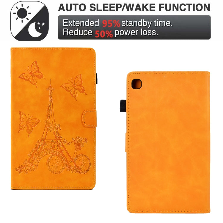 For Samsung Galaxy Tab S6 Lite P610 Tower Embossed Leather Smart Tablet Case(Khaki) by buy2fix