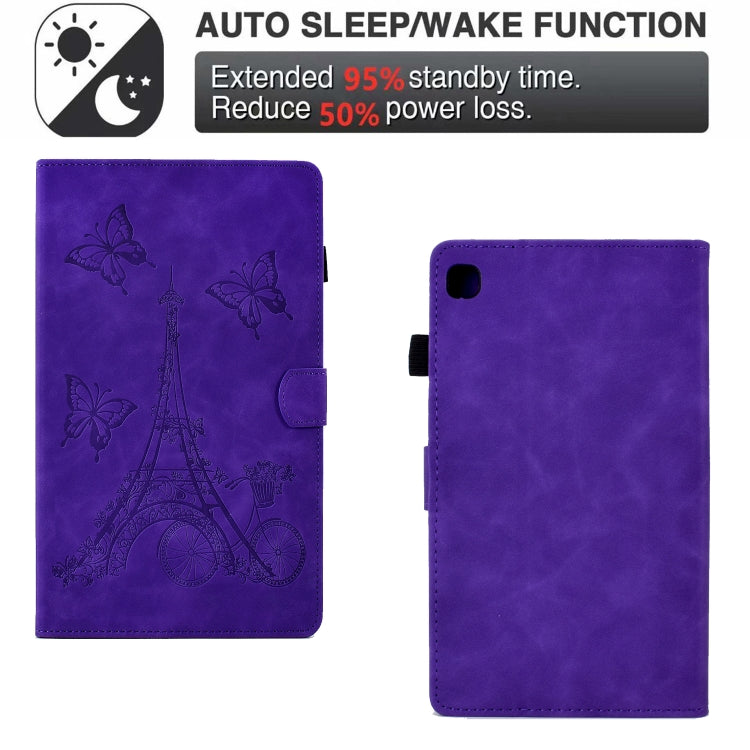 For Samsung Galaxy Tab A7 10.4 2020 T500 Tower Embossed Leather Smart Tablet Case(Purple) by buy2fix