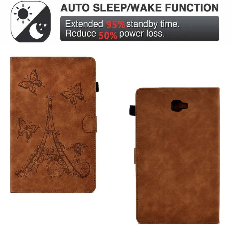 For Samsung Galaxy Tab A 10.1 2016 T580 Tower Embossed Leather Smart Tablet Case(Brown) by buy2fix
