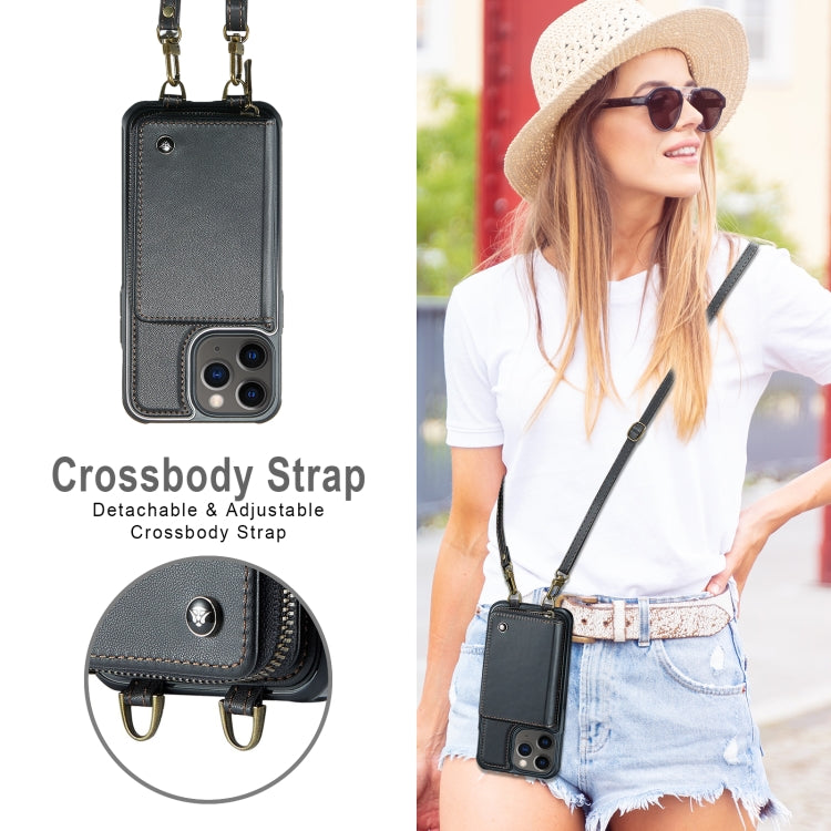 For iPhone 11 Pro Max JEEHOOD C22 Series Zipper Wallet Leather Phone Case with Dual Lanyard(Black) - iPhone 11 Pro Max Cases by JEEHOOD | Online Shopping UK | buy2fix