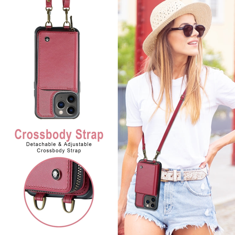 For iPhone 11 Pro Max JEEHOOD C22 Series Zipper Wallet Leather Phone Case with Dual Lanyard(Red) - iPhone 11 Pro Max Cases by JEEHOOD | Online Shopping UK | buy2fix
