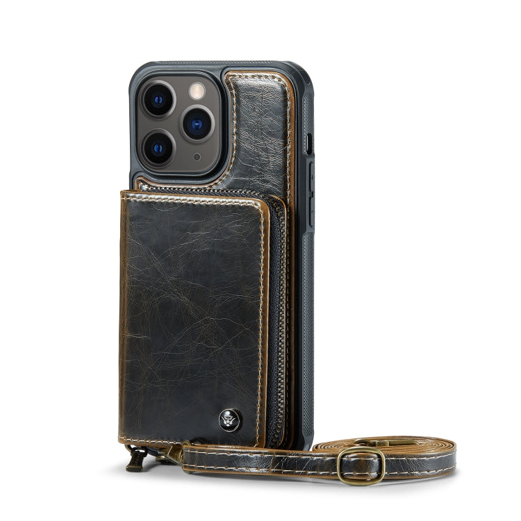 For iPhone 11 Pro Max JEEHOOD C22 Series Zipper Wallet Leather Phone Case with Dual Lanyard(Coffee) - iPhone 11 Pro Max Cases by JEEHOOD | Online Shopping UK | buy2fix