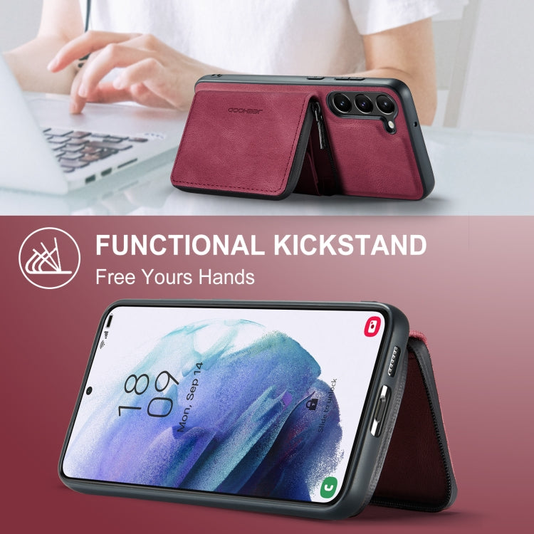 For Samsung Galaxy S23+ 5G JEEHOOD Magnetic Zipper Wallet Leather Phone Case(Red) - Galaxy S23+ 5G Cases by JEEHOOD | Online Shopping UK | buy2fix