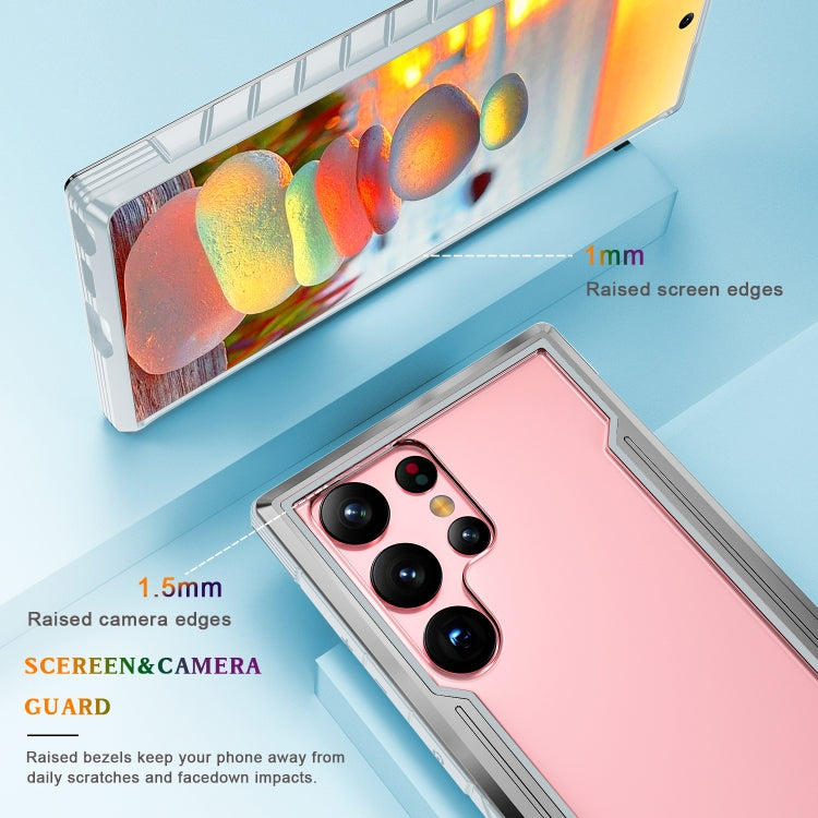 For Samsung Galaxy S22 Ultra 5G iPAKY Thunder Series Aluminum Frame + TPU Bumper + Clear PC Shockproof Phone Case(Grey) - Galaxy S22 Ultra 5G Cases by iPAKY | Online Shopping UK | buy2fix