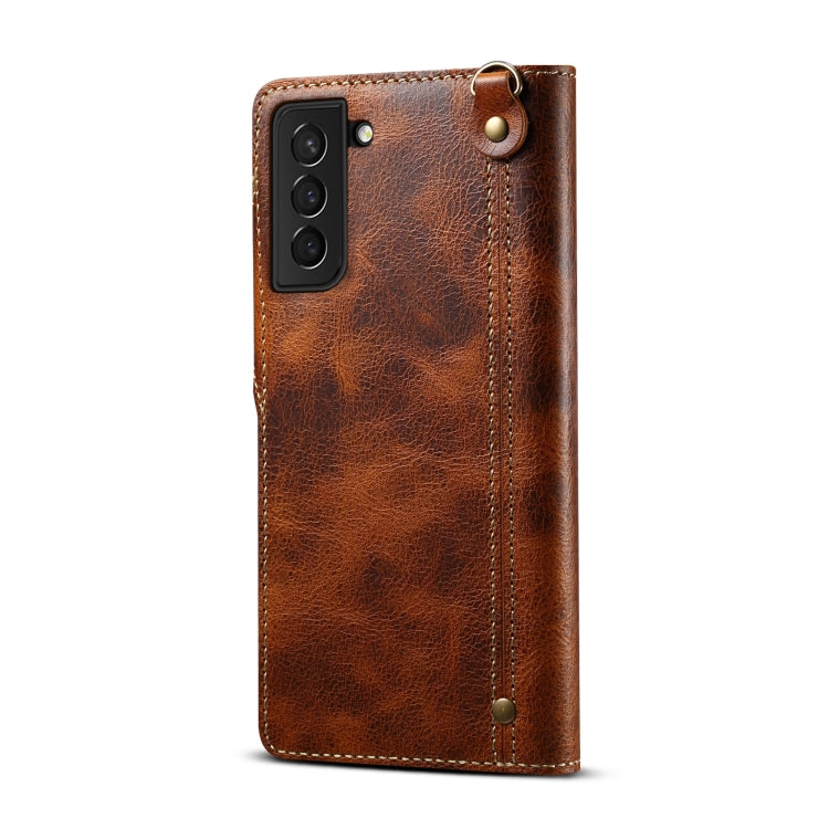 For Samsung Galaxy S23 5G Denior Oil Wax Cowhide Magnetic Button Leather Phone Case(Brown) - Galaxy S23 5G Cases by Denior | Online Shopping UK | buy2fix