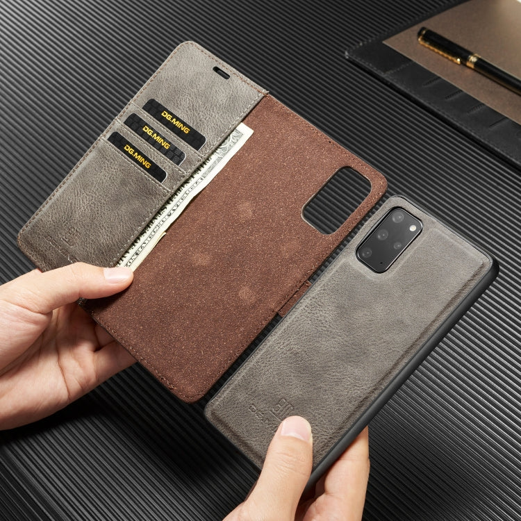 For Galaxy S20+ DG.MING Crazy Horse Texture Flip Detachable Magnetic Leather Case with Holder & Card Slots & Wallet(Grey) by DG.MING