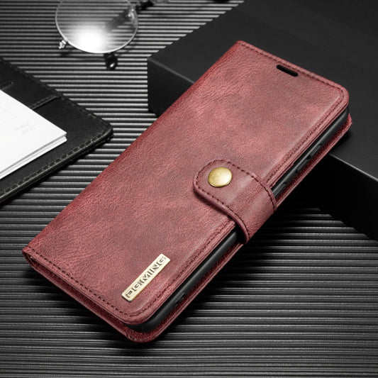 For Galaxy S20+ DG.MING Crazy Horse Texture Flip Detachable Magnetic Leather Case with Holder & Card Slots & Wallet(Red) by DG.MING