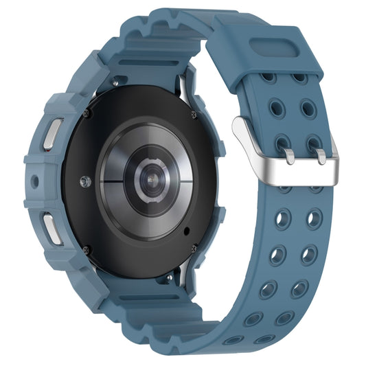 For Samsung Galaxy Watch4 44mm Armor Silicone Watch Band + Protective Case(Blue) by buy2fix