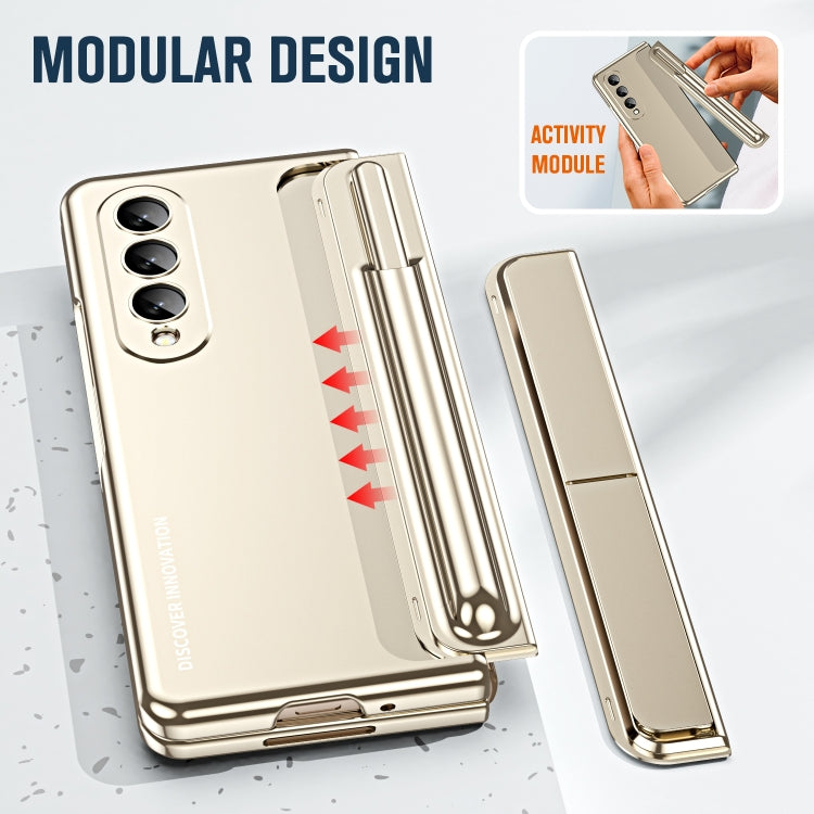 For Samsung Galaxy Z Fold4 2 in 1 Detachable PC Folding Phone Case with Holder & Pen Slot(Gold) - Galaxy Z Fold4 5G Cases by buy2fix | Online Shopping UK | buy2fix